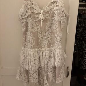 Biba Elegant White Lace Formal Dress
